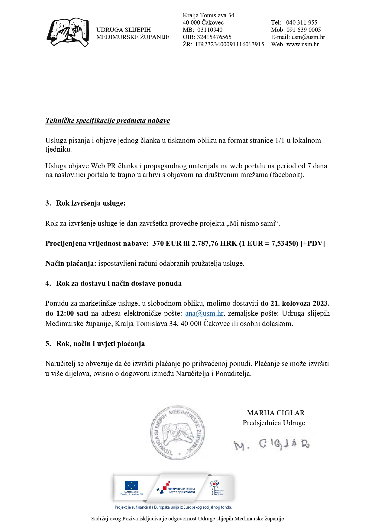 Poziv na dostavu ponuda PV page 0002