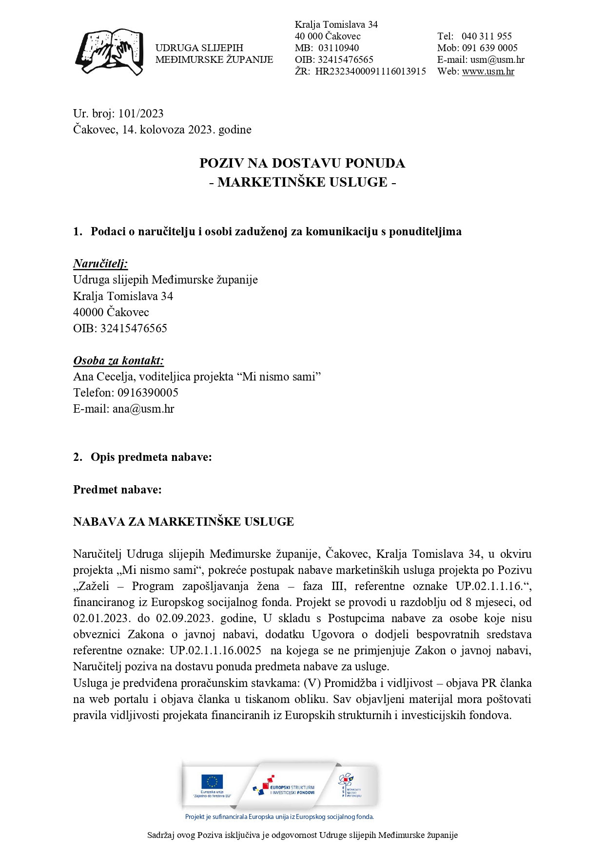 Poziv na dostavu ponuda PV page 0001